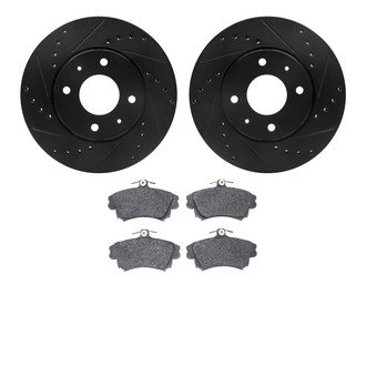R1 Concepts® - Drilled and Slotted Brake Kit with Semi-Metalic Pads