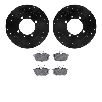 R1 Concepts® - Drilled and Slotted Rear Brake Kit with Semi-Metalic Pads