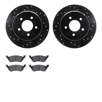 R1 Concepts® - Drilled and Slotted Rear Brake Kit with Semi-Metalic Pads