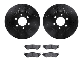 R1 Concepts® - Drilled and Slotted Brake Kit with Semi-Metalic Pads