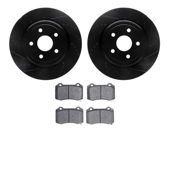 R1 Concepts® - Drilled and Slotted Rear Brake Kit with Semi-Metalic Pads