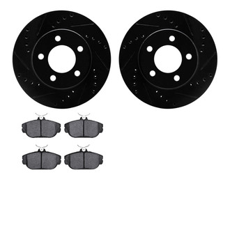R1 Concepts® - Drilled and Slotted Front Brake Kit with Semi-Metalic Pads