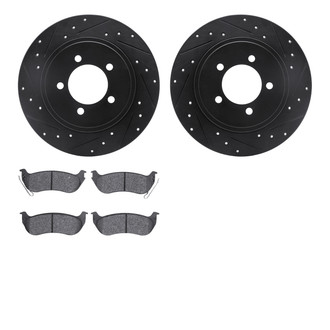 R1 Concepts® - Drilled and Slotted Rear Brake Kit with Semi-Metalic Pads