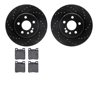 R1 Concepts® - Drilled and Slotted Rear Brake Kit with Semi-Metalic Pads