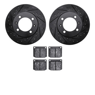 R1 Concepts® - Drilled and Slotted Front Brake Kit with Semi-Metalic Pads