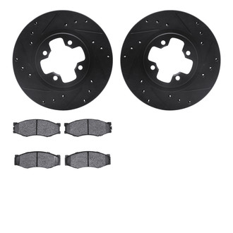 R1 Concepts® - Drilled and Slotted Front Brake Kit with Semi-Metalic Pads