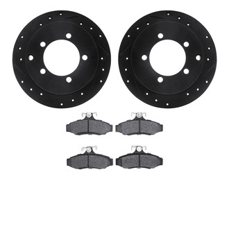 R1 Concepts® - Drilled and Slotted Rear Brake Kit with Semi-Metalic Pads