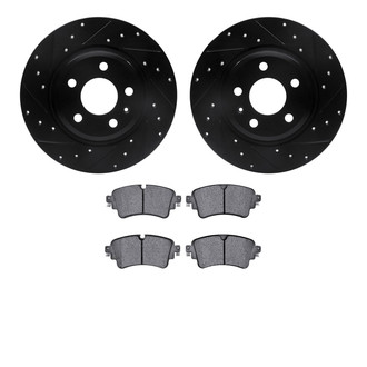 R1 Concepts® - Drilled and Slotted Rear Brake Kit with Semi-Metalic Pads