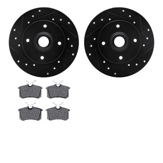 R1 Concepts® - Drilled and Slotted Rear Brake Kit with Semi-Metalic Pads