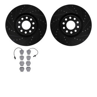 R1 Concepts® - Drilled and Slotted Front Brake Kit with Semi-Metalic Pads
