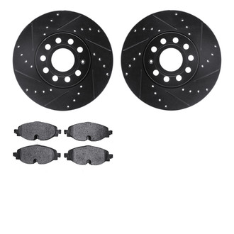 R1 Concepts® - Drilled and Slotted Front Brake Kit with Semi-Metalic Pads