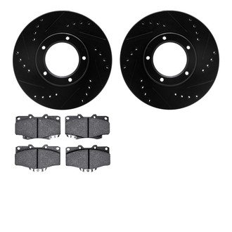 R1 Concepts® - Drilled and Slotted Front Brake Kit with Semi-Metalic Pads