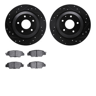 R1 Concepts® - Drilled and Slotted Rear Brake Kit with Semi-Metalic Pads