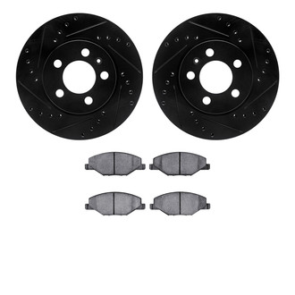 R1 Concepts® - Drilled and Slotted Brake Kit with Semi-Metalic Pads