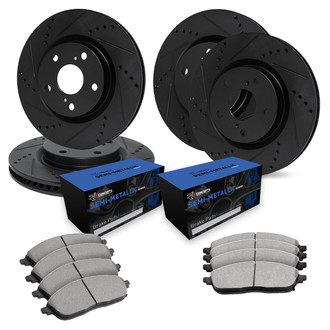 R1 Concepts® - Drilled and Slotted Brake Kit with Semi-Metalic Pads