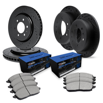 R1 Concepts® - Drilled and Slotted Brake Kit with Semi-Metalic Pads
