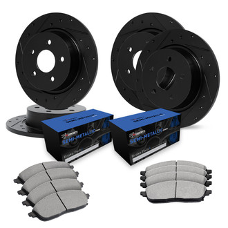R1 Concepts® - Drilled and Slotted Front and Rear Brake Kit with Semi-Metalic Pads