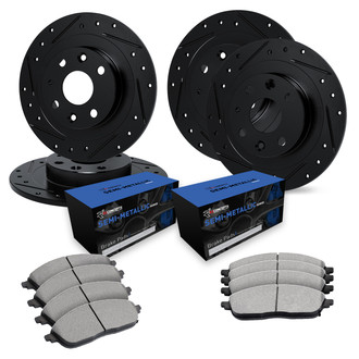 R1 Concepts® - Drilled and Slotted Front and Rear Brake Kit with Semi-Metalic Pads