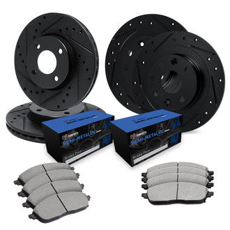 R1 Concepts® - Drilled and Slotted Brake Kit with Semi-Metalic Pads