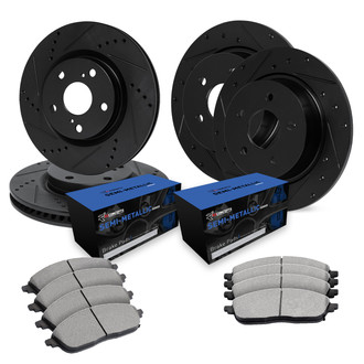 R1 Concepts® - Drilled and Slotted Brake Kit with Semi-Metalic Pads