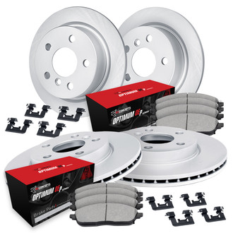 R1 Concepts® - Plain Front and Rear Brake Kit with Optimum OE Pads