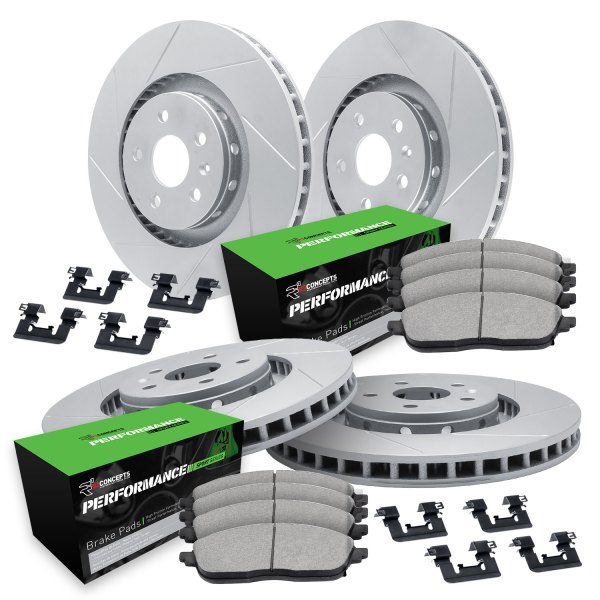  R1 Concepts® - Slotted Front and Rear Brake Kit with Performance Off-Road/Tow Brake Pads