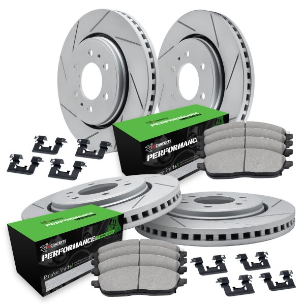  R1 Concepts® - Slotted Front and Rear Brake Kit with Performance Off-Road/Tow Brake Pads