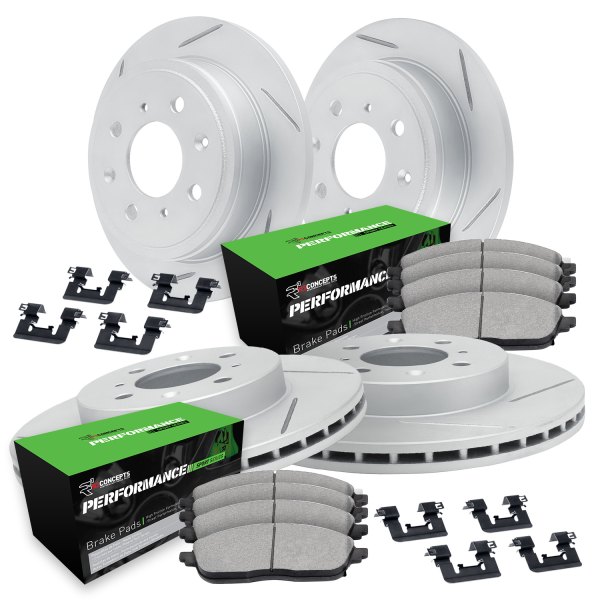  R1 Concepts® - Slotted Front and Rear Brake Kit with Performance Off-Road/Tow Brake Pads