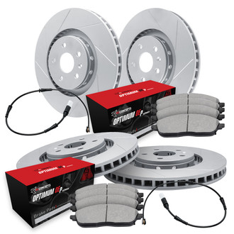 R1 Concepts® - Carbon Coated Slotted Brake Kit with Optimum OE Pads