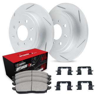 R1 Concepts® - Slotted Rear Brake Kit with Optimum OE Pads