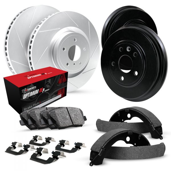  R1 Concepts® - Slotted Front and Rear Brake Kit with Optimum OE Pads