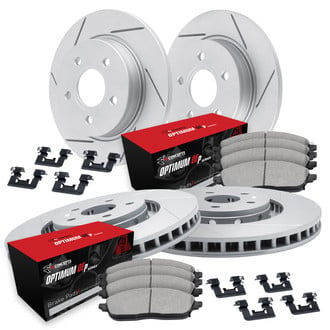 R1 Concepts® - Slotted Front and Rear Brake Kit with Optimum OE Pads