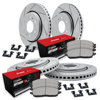R1 Concepts® - Carbon Coated Slotted Brake Kit with Optimum OE Pads