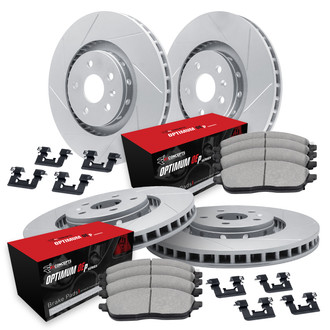 R1 Concepts® WLUH2-80093 - Slotted Front and Rear Brake Kit with Optimum OE Pads