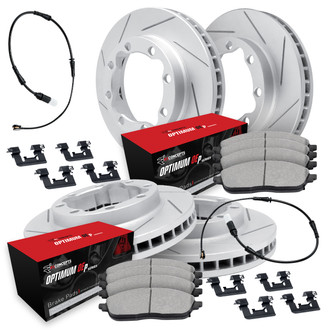 R1 Concepts® - Carbon Coated Slotted Brake Kit with Optimum OE Pads