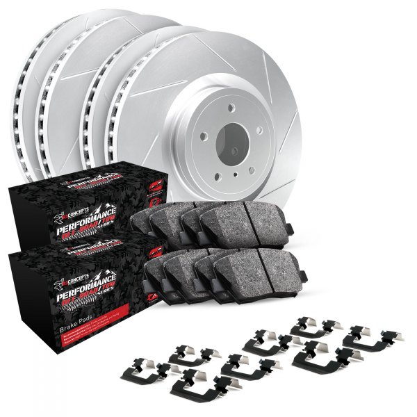  R1 Concepts® - Slotted Front and Rear Brake Kit with Performance Off-Road/Tow Brake Pads