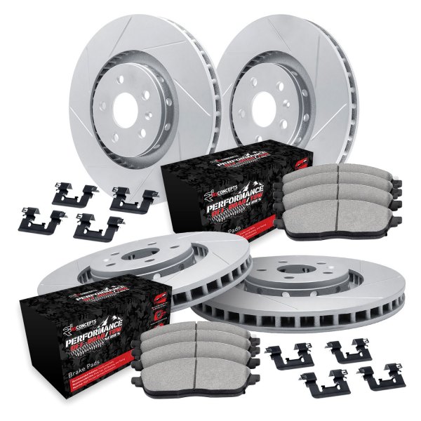  R1 Concepts® - Slotted Front and Rear Brake Kit with Performance Off-Road/Tow Brake Pads