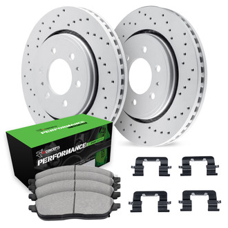 R1 Concepts® WMSH1-46019 - Drilled Front Brake Kit with Performance Sport Pads