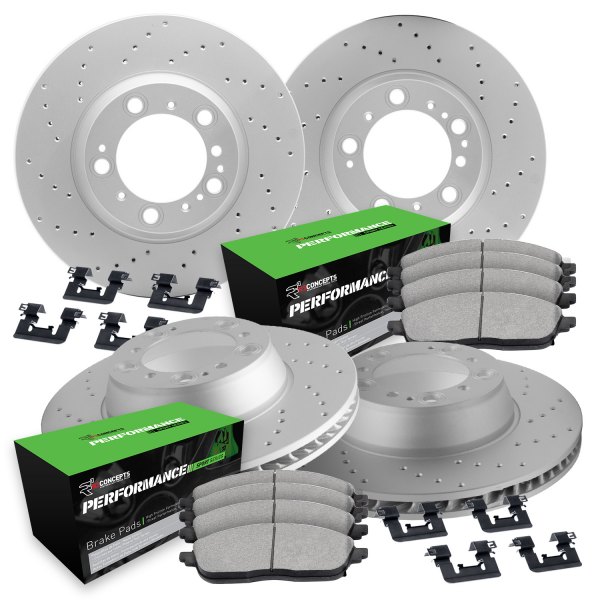  R1 Concepts® - Drilled Front and Rear Brake Kit with Performance Sport Pads