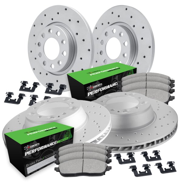  R1 Concepts® - Drilled Front and Rear Brake Kit with Performance Sport Pads