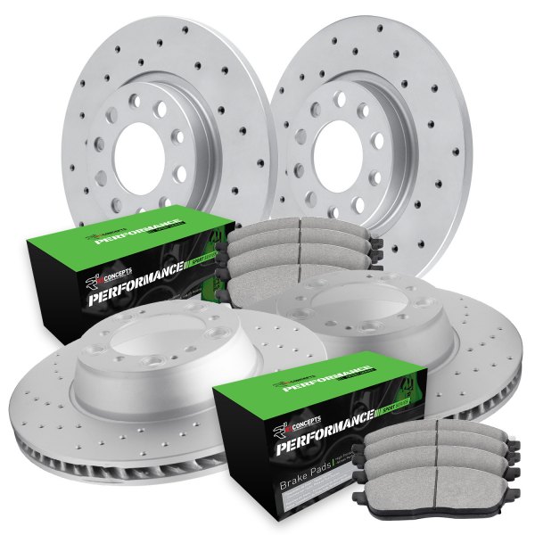  R1 Concepts® - Drilled Front and Rear Brake Kit with Performance Sport Pads