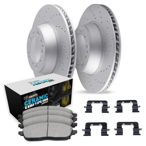  R1 Concepts® - Drilled Rear Brake Kit with Euro Ceramic Pads