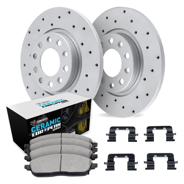  R1 Concepts® - Drilled Rear Brake Kit with Euro Ceramic Pads