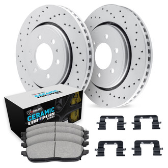 R1 Concepts® WMTH1-46007 - Drilled Front Brake Kit with Euro Ceramic Pads