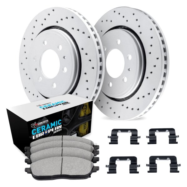 R1 Concepts® - Drilled Front Brake Kit with Euro Ceramic Pads