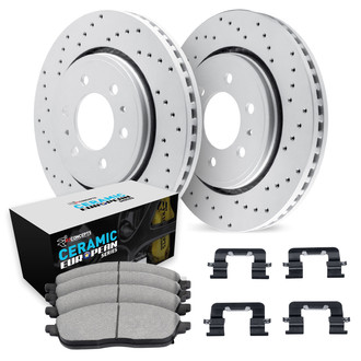 R1 Concepts® - Carbon Coated Drilled Brake Kit with Euro Ceramic Pads