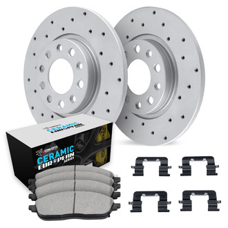 R1 Concepts® - Drilled Rear Brake Kit with Euro Ceramic Pads