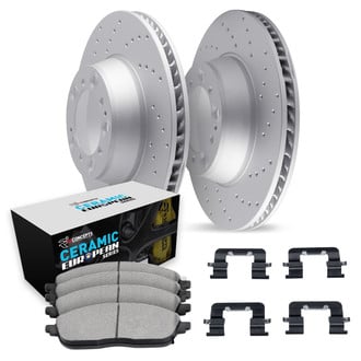 R1 Concepts® - Carbon Coated Drilled Brake Kit with Euro Ceramic Pads