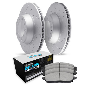 R1 Concepts® - Carbon Coated Drilled Brake Kit with Euro Ceramic Pads