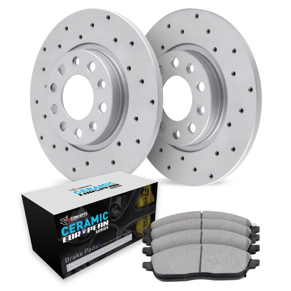  R1 Concepts® - Drilled Rear Brake Kit with Euro Ceramic Pads